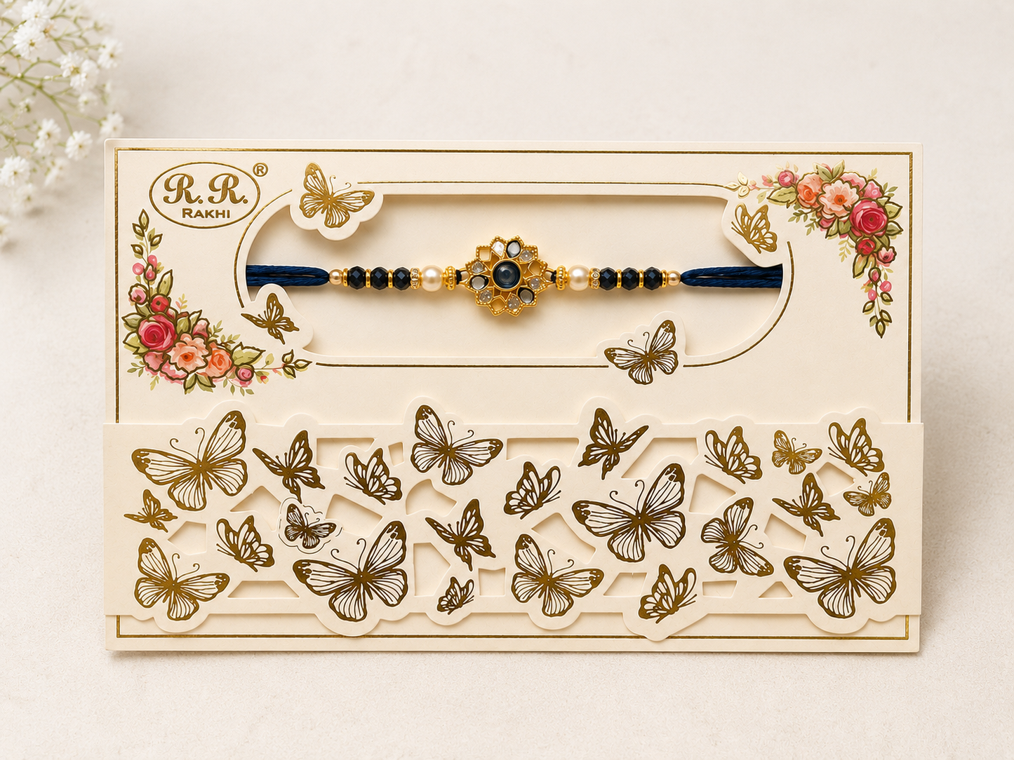 Blue Butterfly Card Rakhi