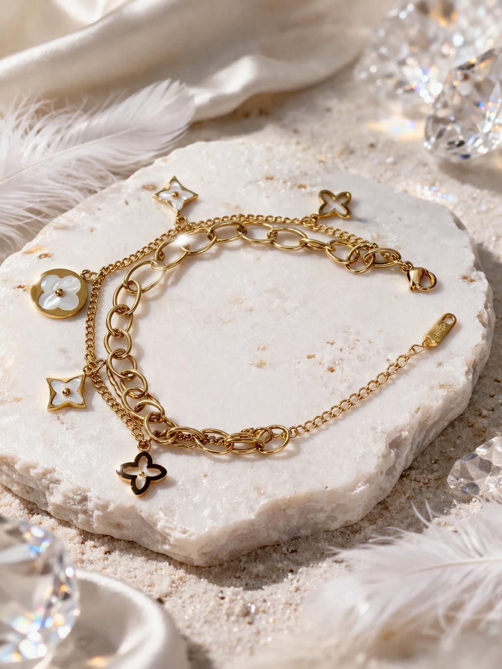LV-Inspired Floral Charm Bracelet