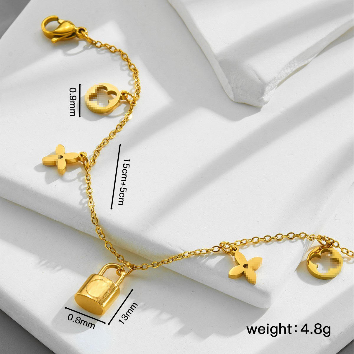 LV-Inspired Lock Charm Gold-Plated Bracelet