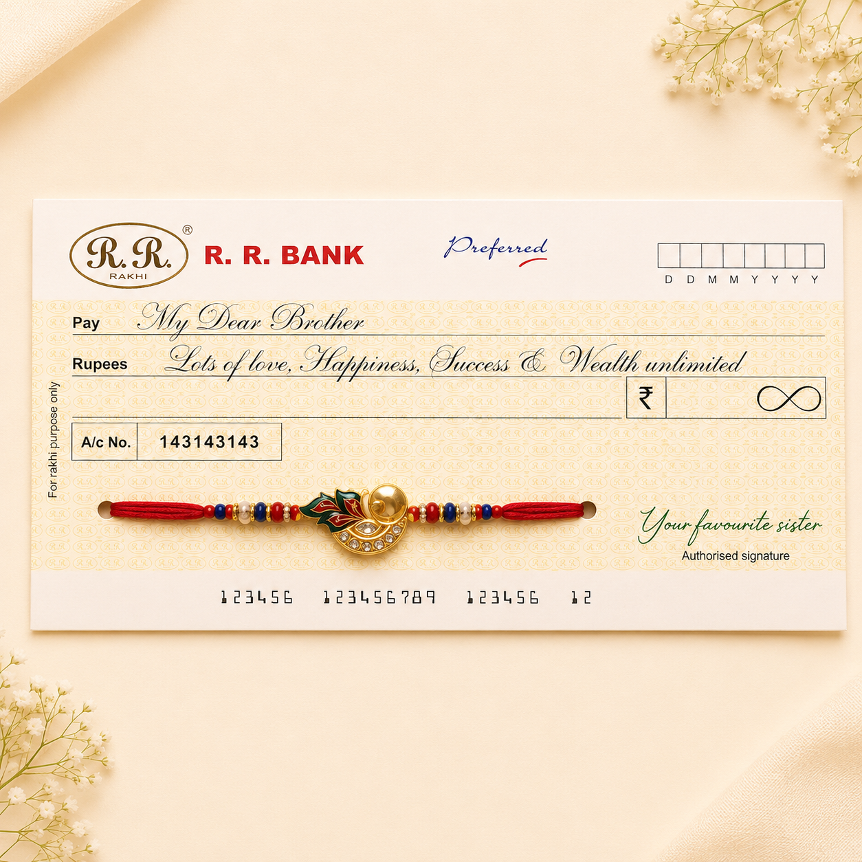 Cheque book Rakhi