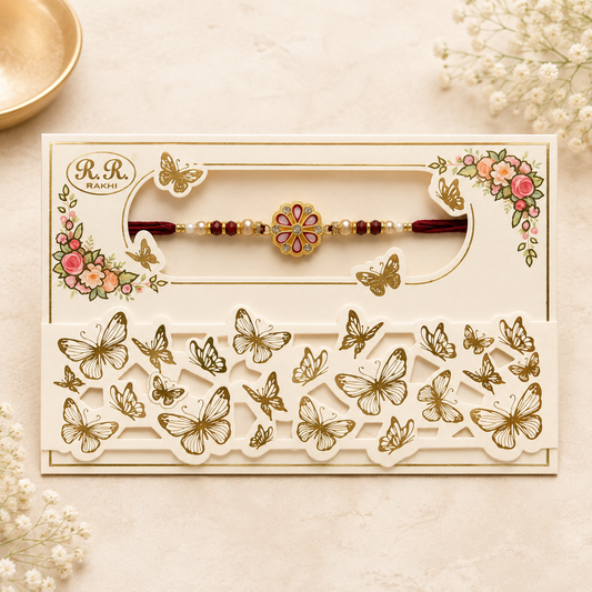 Red Floral Designer Rakhi