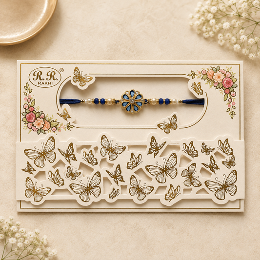 Blue Floral Designer Rakhi