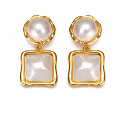 Pearl Square Drop Earrings