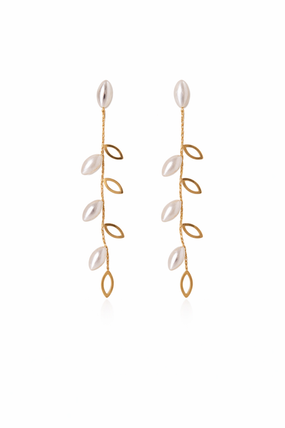 Pearl Drop Chain Earrings