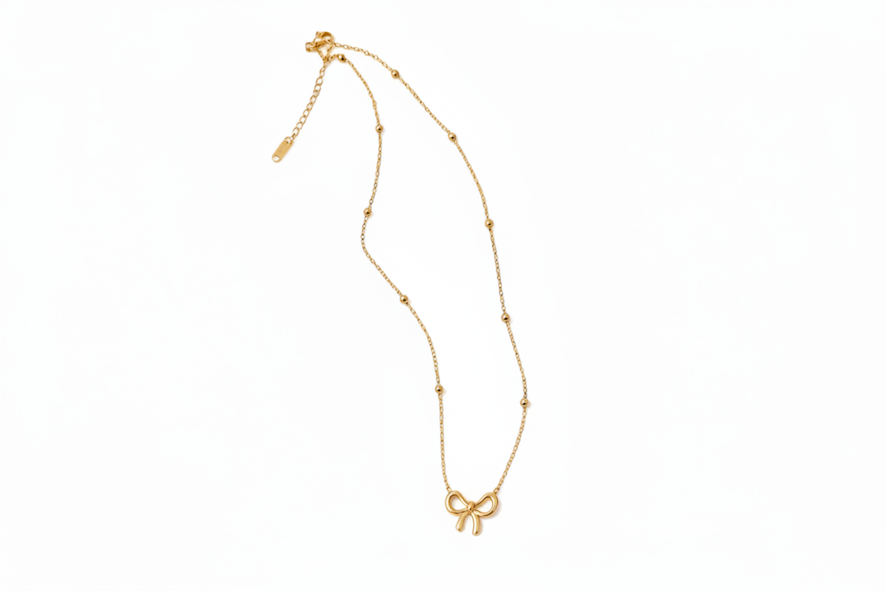Delicate Bow Charm Necklace