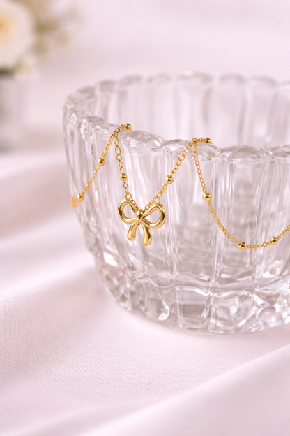 Delicate Bow Charm Necklace