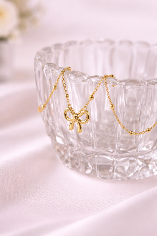 Delicate Bow Charm Necklace