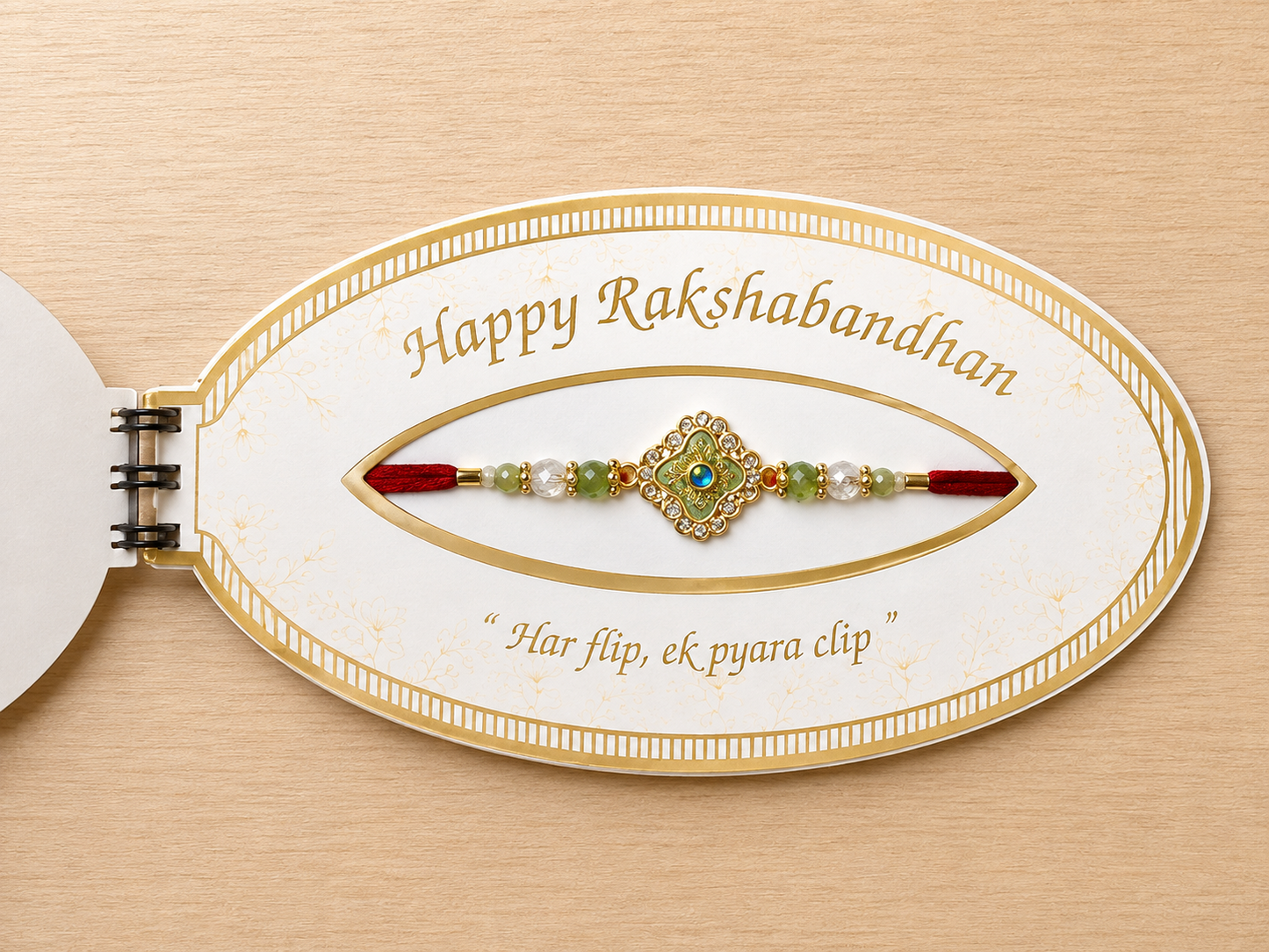 Traditional Red Gemstone Rakhi with Pearl Beads