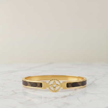 LV-Inspired Motif Gold-Plated Luxury Bangle