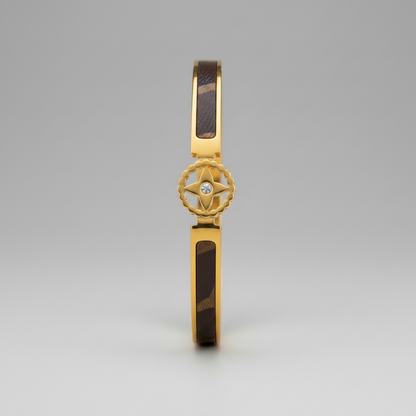 LV-Inspired Motif Gold-Plated Luxury Bangle