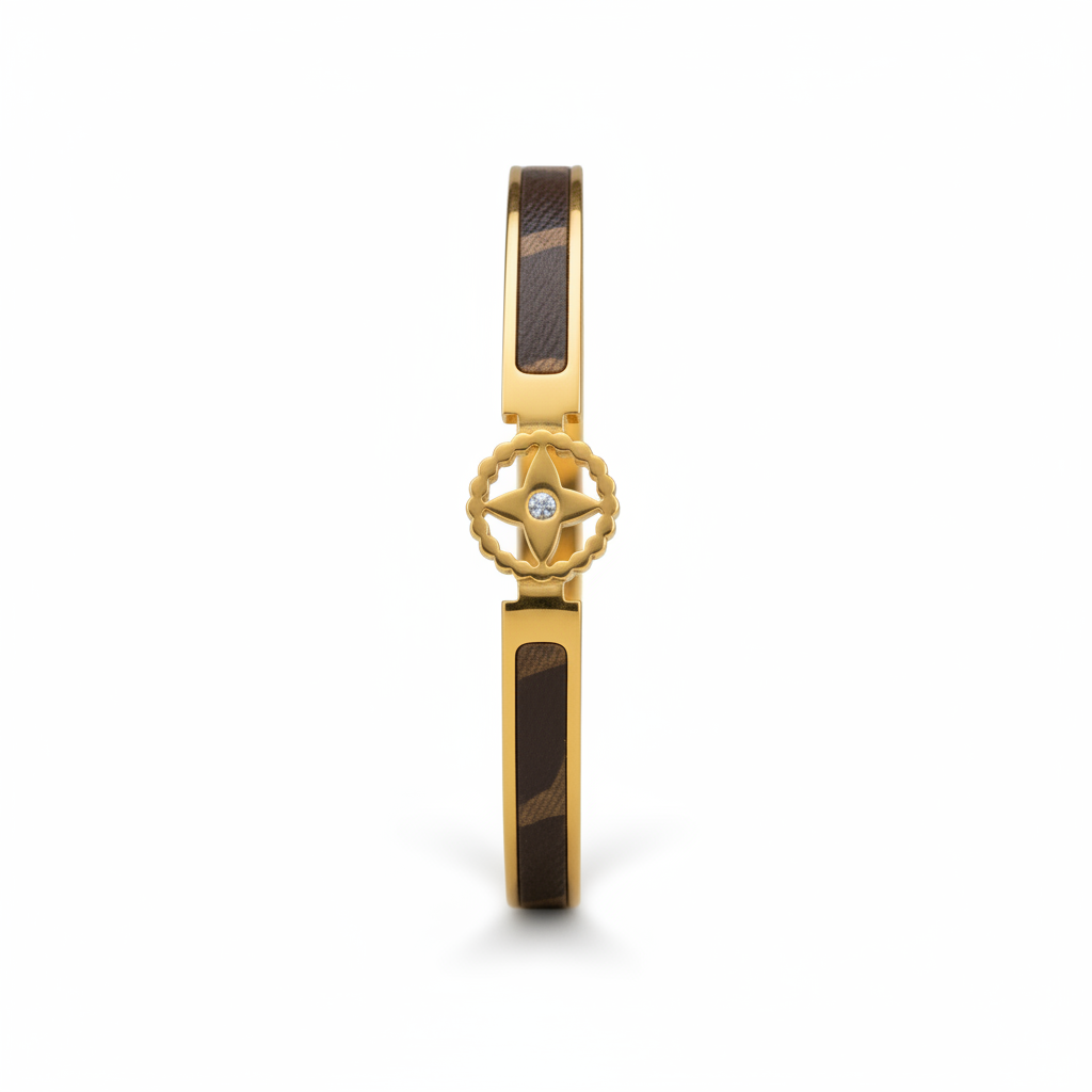 LV-Inspired Motif Gold-Plated Luxury Bangle