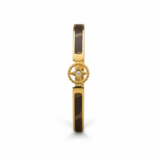 LV-Inspired Motif Gold-Plated Luxury Bangle