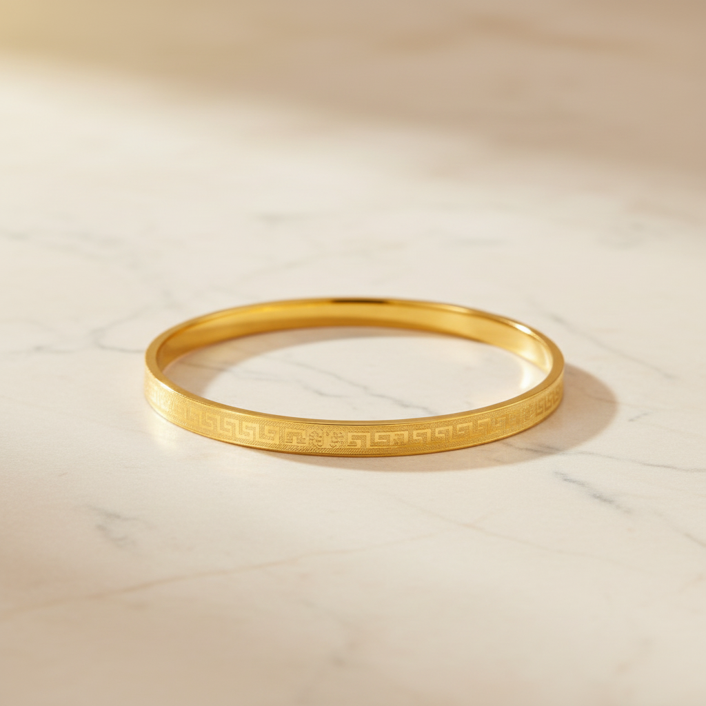 Versace-Inspired Greek Key Luxury Bangle