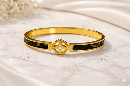 LV-Inspired Motif Gold-Plated Luxury Bangle