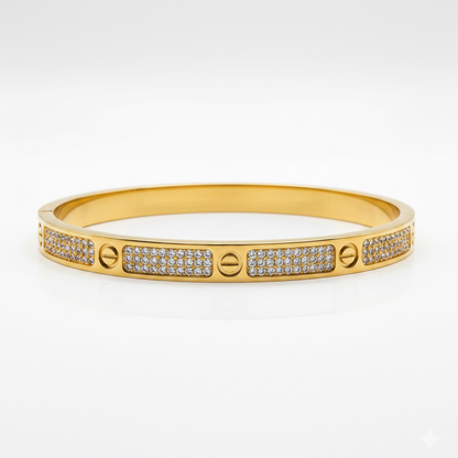 Cartier-Inspired Zircon Screw Motif Bangle