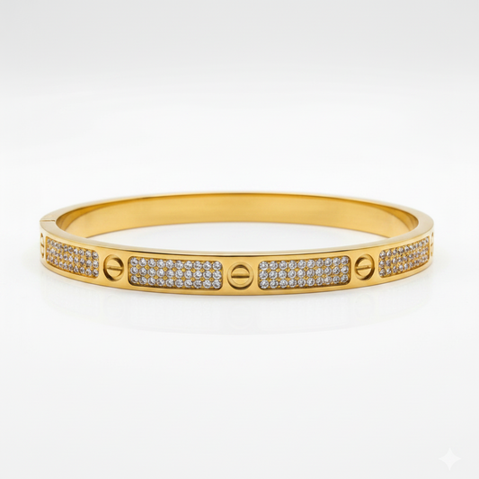 Cartier-Inspired Zircon Screw Motif Bangle