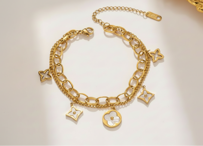 LV-Inspired Floral Charm Bracelet