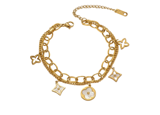 LV-Inspired Floral Charm Bracelet