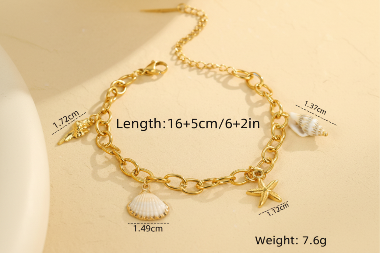 Ocean Charm Chain Bracelet