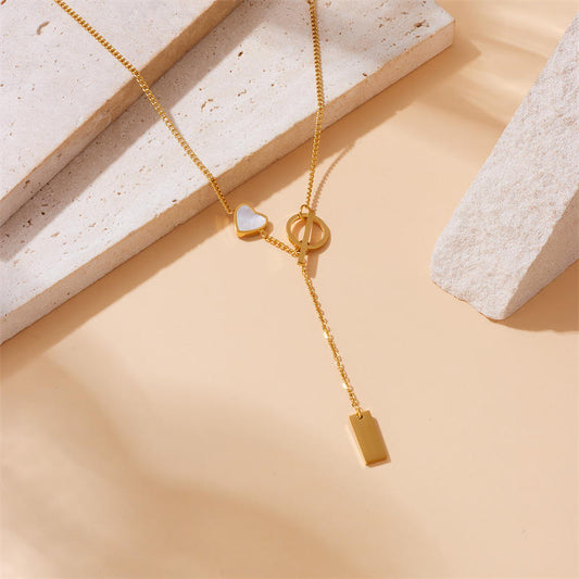 Golden Heart Drop Necklace