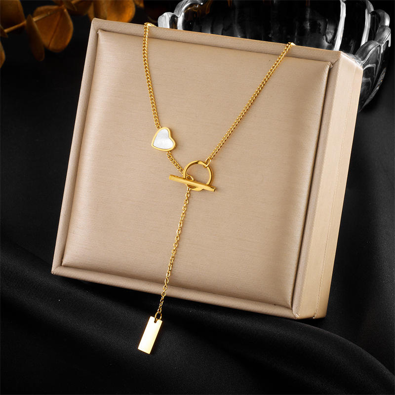 Golden Heart Drop Necklace