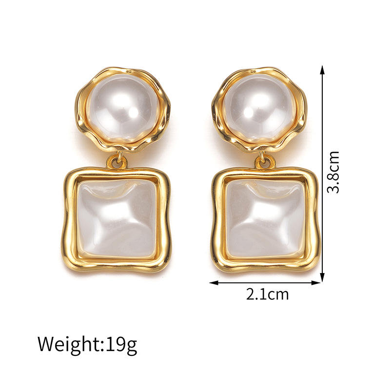 Pearl Square Drop Earrings