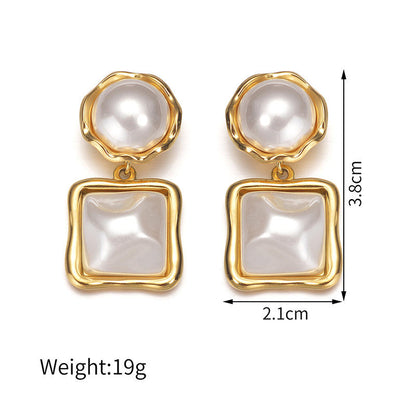 Pearl Square Drop Earrings