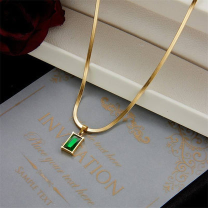 Emerald Green Zircon Necklace & Earring Set
