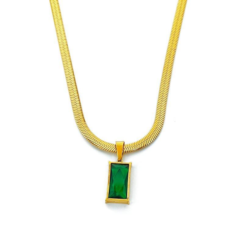 Emerald Green Zircon Necklace & Earring Set