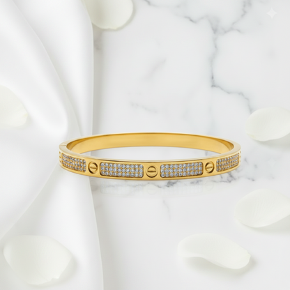 Cartier-Inspired Zircon Screw Motif Bangle