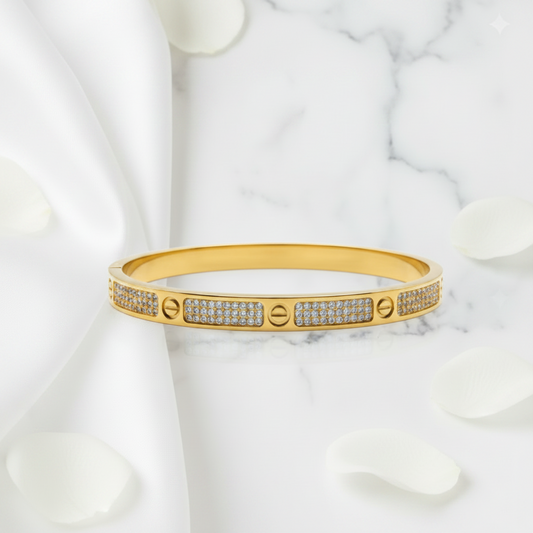 Cartier-Inspired Zircon Screw Motif Bangle