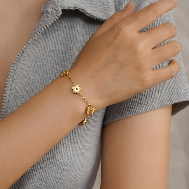 Floral Charm Gold-Plated Bracelet