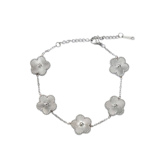 Silver Floral Charm Bracelet