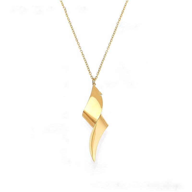 Gold-Plated Twist Pendant Necklace & Matching Earrings Set