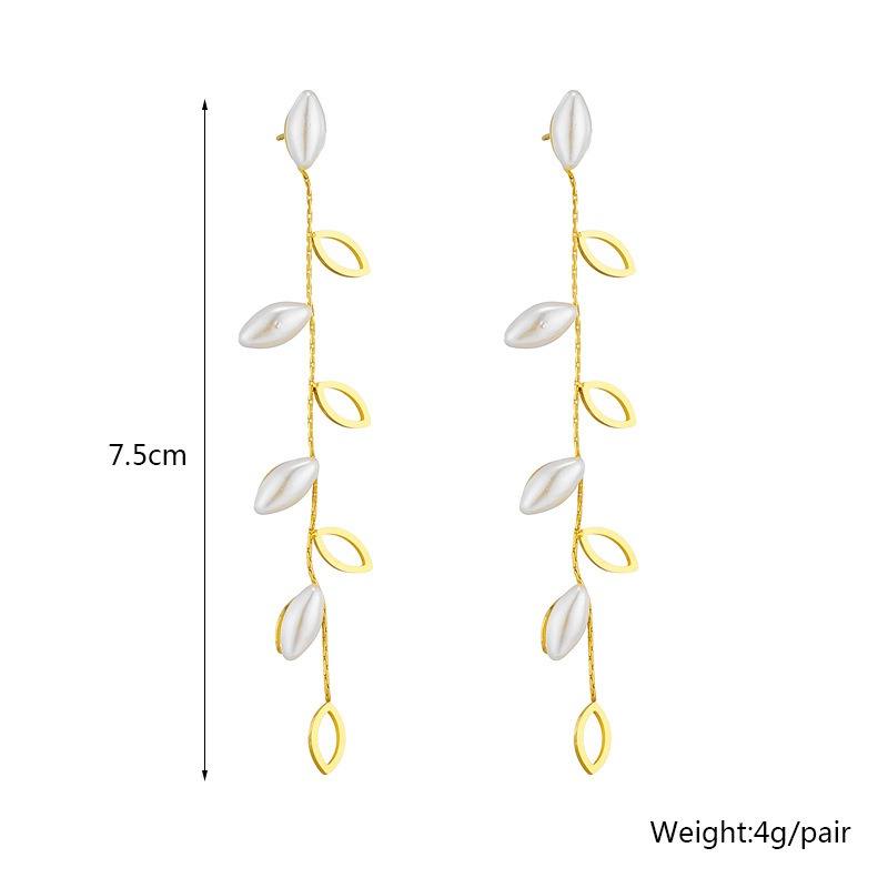 Pearl Drop Chain Earrings