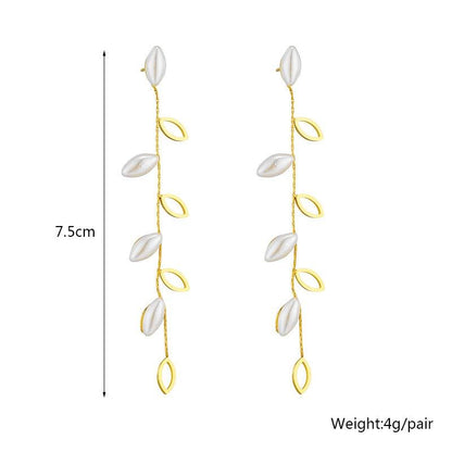 Pearl Drop Chain Earrings