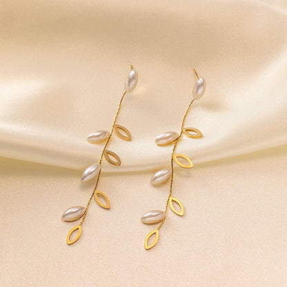 Pearl Drop Chain Earrings