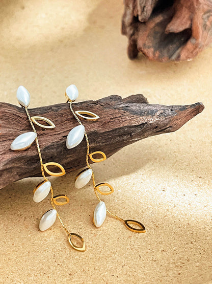 Pearl Drop Chain Earrings