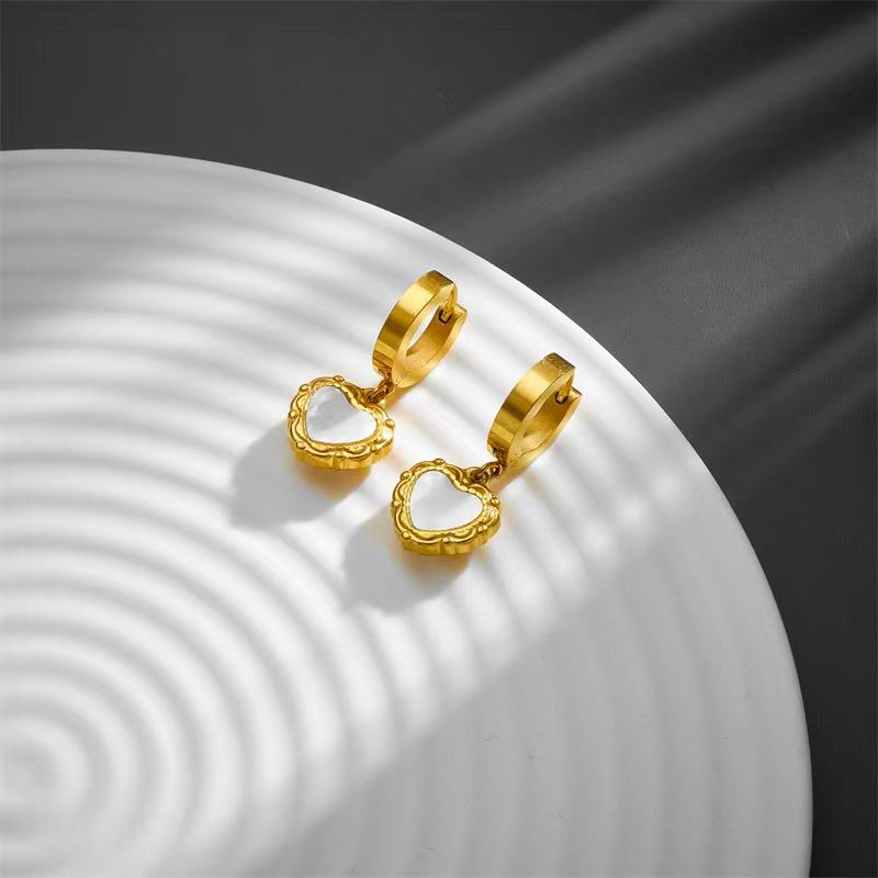 White Shell Stainless Steel Necklace Earring Jewelry Set