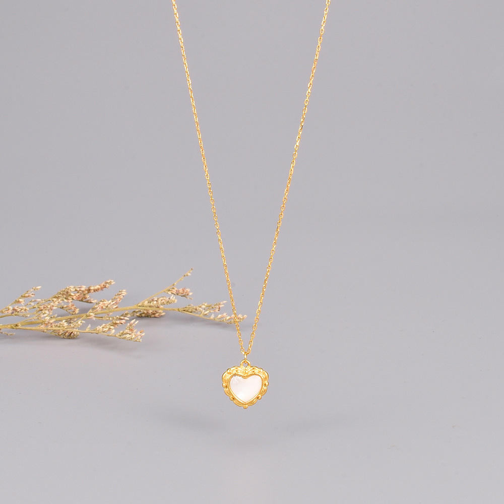 White Shell Stainless Steel Necklace Earring Jewelry Set